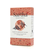 Paprika fumé piquant en poudre Espagne Sartha, boite carton 50g sur fond blanc